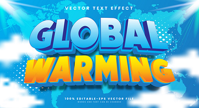 Global Warming 3d editable text style Template global warning