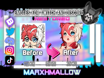 Restored Kawaii Twitch Emote anime commission discord emotes emotes for twitch illustration kawaii twitch emote neko