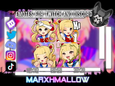 Sailor Moon X Feng Min Kawaii Twitch Emotes cute emotes dead by daylight discord emotes feng min illustration kawaii horror kawaii twitch emotes sailor moon twitch streamer