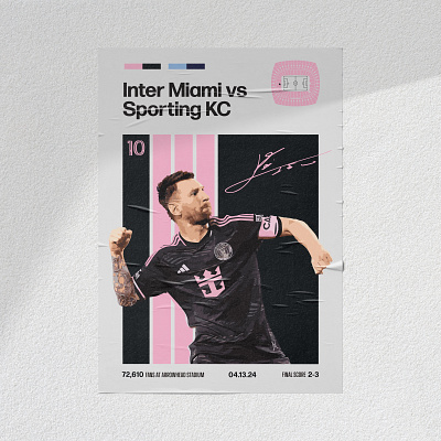 Inter Miami vs Sporting KC Poster graphic design inter miami messi poster soccer poster sporting kc