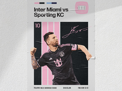 Inter Miami vs Sporting KC Poster graphic design inter miami messi poster soccer poster sporting kc