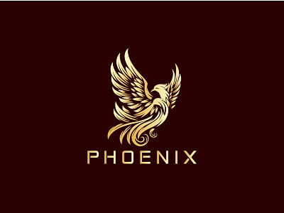 PHOENIX LOGO brandinglogo corporate flat fly freedom immortality logo for sale luxurious majestic minimal logo design mythology orange phoenix phoenix logo rebirth red regal royal vector wings