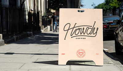 Howdy Coffee - Sandwich Board branding coffee logo sign signage typography western