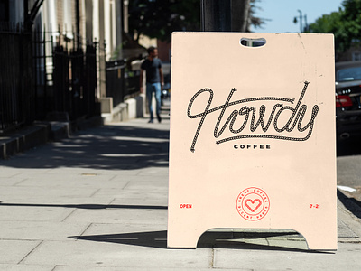 Howdy Coffee - Sandwich Board branding coffee logo sign signage typography western