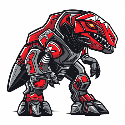 Red T-REX Zord esport esport logo graphic design logo mecha robot t rex zoid zord