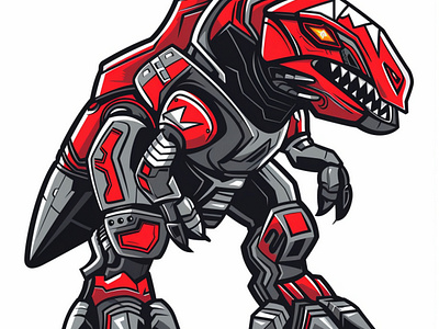 Red T-REX Zord esport esport logo graphic design logo mecha robot t rex zoid zord