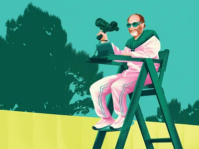 Challengers. Editorial chair cinema conceptual design digital art digital painting editorial editorial illustration film film camera film still graphic design illustration luca guadagnino portrait referee tennis turquoise yellow