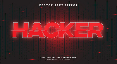 Hacker 3d editable text style Template glitch