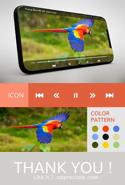 Video Player Design with icon and color pattern app design application design design graphic design photoshop video video mockup video player
