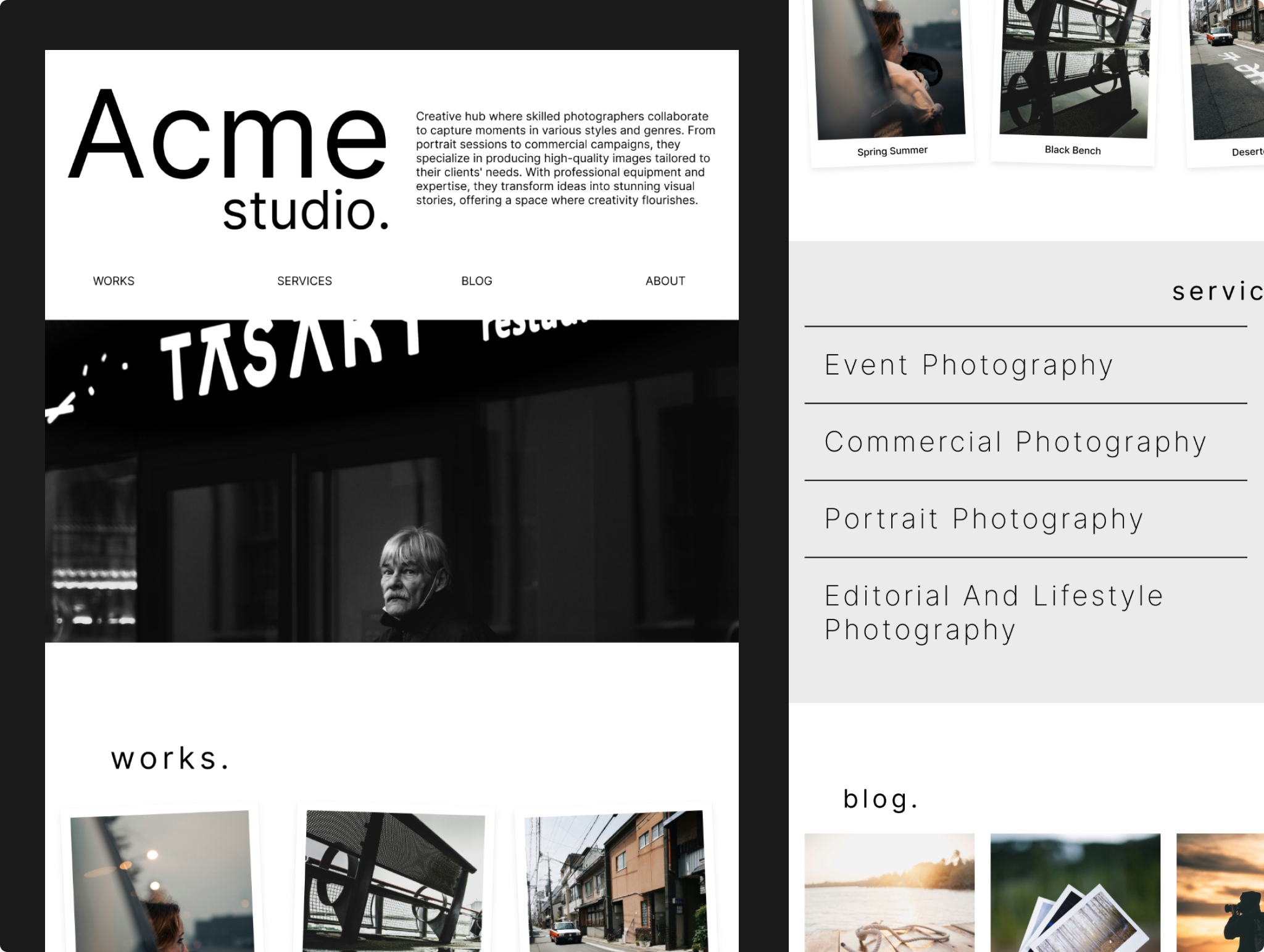 Photo Agency Landing Page agency home homepage landing landing page monochrome photo photography portfolio promotion ui web design