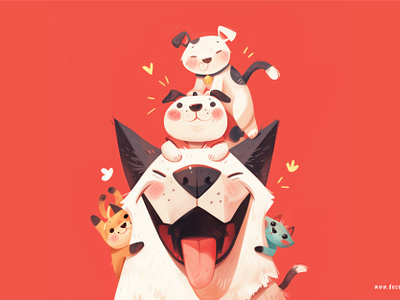 Happy Cuddles - Digital Asset branding design dog graphic design happy illustration minimal pet pets puppy smile