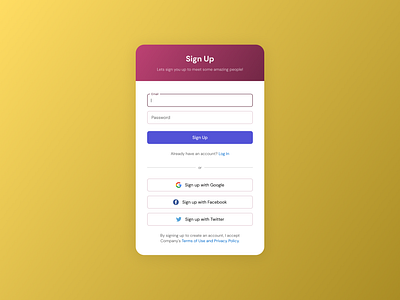 Simple sign up interface dailyui day1 gradient minimal signup