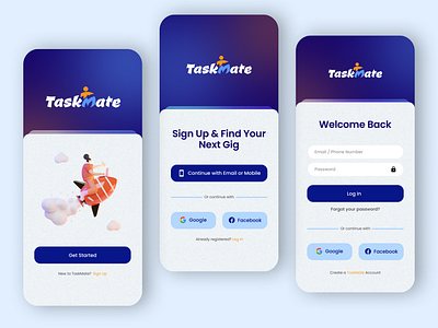 TaskMate Mobile App branding design graphic design illustration ui ux