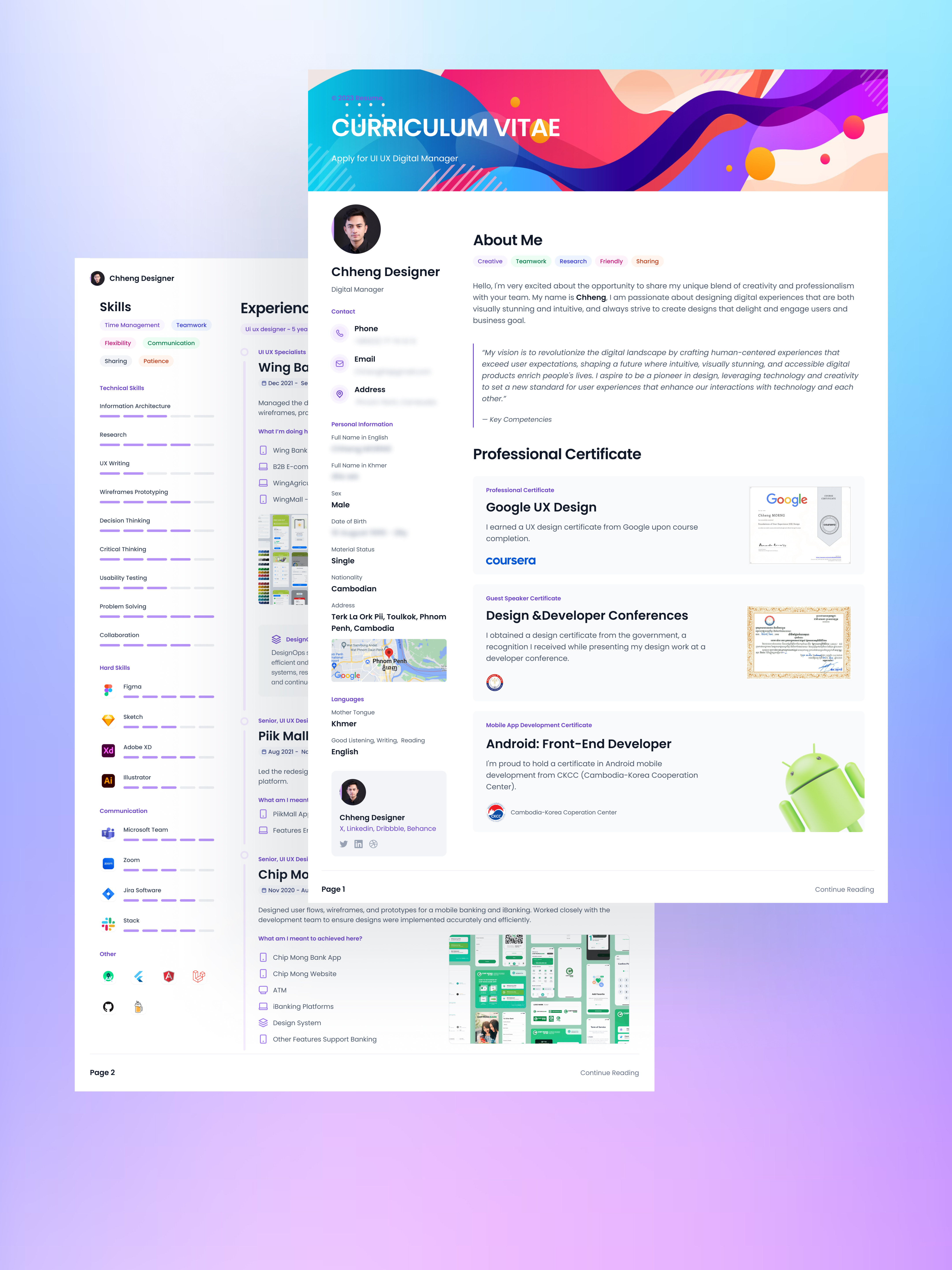 Profesional CV + Portfolio branding cv design illustration