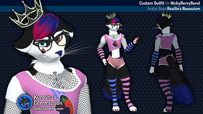 NickyBerryBurst - Custom Outfit and Retexture 3d 3d model anthro anthropomorphic canine custom outfit femboy furry outfit vrchat