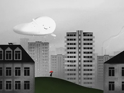 🌧️ architecture art artwork book book illustration buildings childrens book city cloud design drawing fog house illustration martynas pavilonis rain town