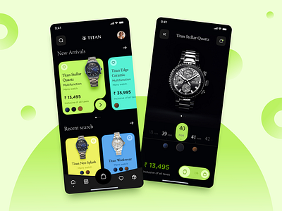 Sleek and Stylish: A Premium Watch App Interface app ui dark mode ui design agency graphic design indian design agency procreator ui ui ux user interface ux watch app ui watch collection app