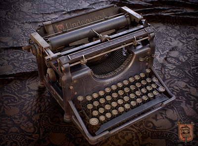 Game-Ready Model of the Typewriter in a Historical Context 3d aaa digital 3d game game art game design graphic design hard surface prop