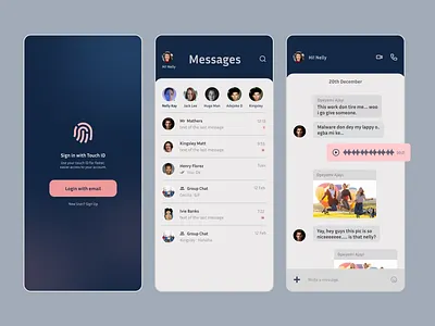 Chat messaging app (3screens). Day 1 of 30days series. design figma product design ui ux