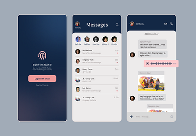 Chat messaging app (3screens). Day 1 of 30days series. design figma product design ui ux