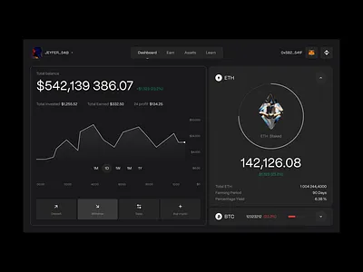 Dashboard Crypto Staking (web app) 3d crypto crypto exchange dark dashboard design earn earning interface staking ui ux web web 3.0