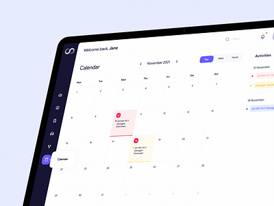 Calendar Screen for fleet web app app booking car design fleet sales ui ux web