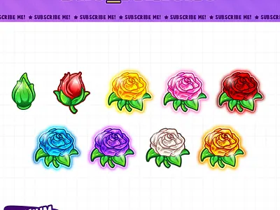 Blooming Rose Twitch Badges By Hachiko_Art badges commission bit badges blooming rose design discord emotes flower flower rose loyalty badges red rose rose sub badges sub emotes twitch emotes white rose youtube emotes