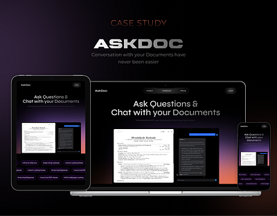 AskDoc - Ask Questions & Chat with your Documents. ai design document gradient languange ml mockup modern responsive ui uiux ux web