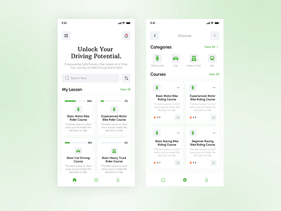 Learn Driving Online App Design android ui ux kits app design app ux research branding clean ui design driving courses figma design illustration ios ios app design ios ui kits learn ux design logo online courses product design ui ui ux design ux ux research visual design