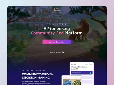 Web3 Community-led Platform Landing Page b2b b2c branding community design desktop illustration landing landingpage logo nft responsive saas tribes tribesstudio ui ux web3 website