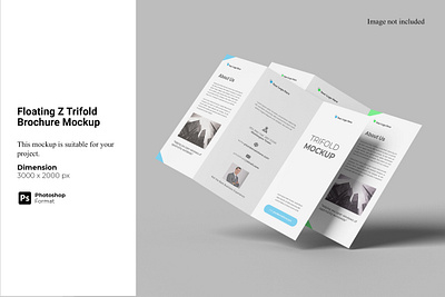 Floating Z Trifold Brochure Mockup realistic