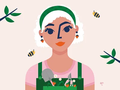 Gardening adobe illustrator digital art gardening green illustration illustrator nature nature art pink spring vector art