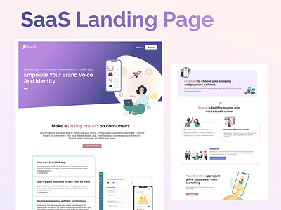 SaaS App Landing page. Pastel Color palate e store illustration landing page online shop pastel colors purple color ui