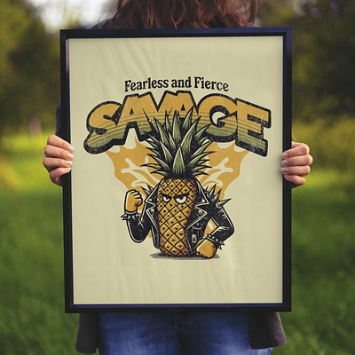 Savage adorable cartoon cute design fruit funny kittl pineapple pop culture print on demand savage t shirt t shirt design