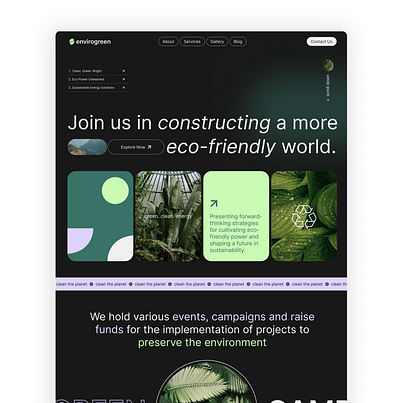 Environmental Landing Page branding design environment landing page ui ux web web design