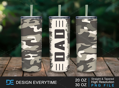 Camo DAD Typography Tumbler Wrap, Perfect Father's Day Gift! camo dad tumbler dad tumbler warp dad typography design fathers day fathers day gift gift for father graphic design product design tumbler warp