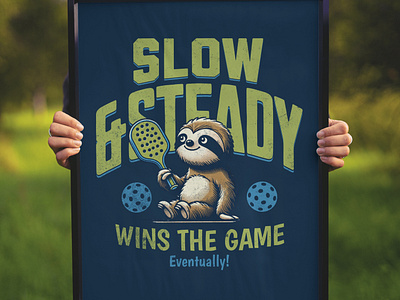Slow & Steady adorable cartoon chill cute design funny kittl pop culture print on demand sloth t shirt t shirt design