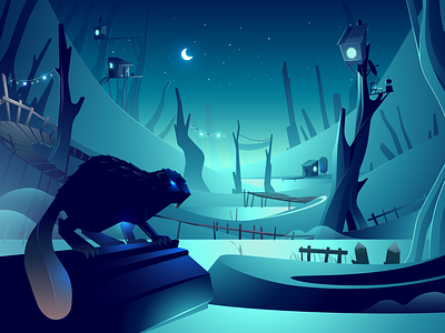 🦫 beaver design game illustration illustrator landscape light nft racing robot vector