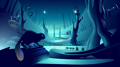 🦫 beaver design game illustration illustrator landscape light nft racing robot vector