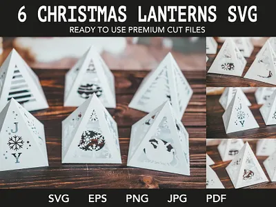 6 Christmas Lanterns SVGs bundle design lantern paper cut svg winter lantern
