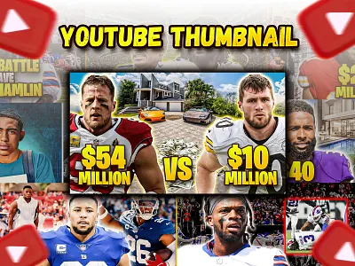 Sports YouTube Thumbnail Design ads american football banner design facebook graphic design instagram nba nfl post sports sports thumbnail thumbnail design thumbnails youtube youtube banner youtube thumbnail