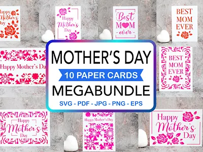 10 Mother's Day greeting cards bundle I Cricut I Silhouette card design greeting card design paper cut paper cut card