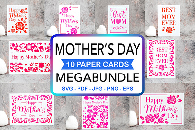 10 Mother's Day greeting cards bundle I Cricut I Silhouette card design greeting card design paper cut paper cut card