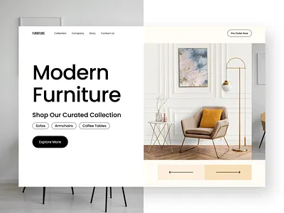 Furniture Shop Hero Page Design bold carpenter clean design figma furniture furniture maker future futuristics modern modern furniture shop ui ui design website