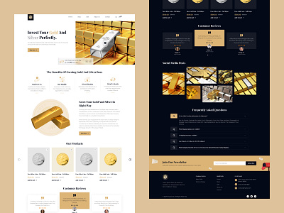 Designed Gold And Silver Bars Website Design accounting financial bars creative gold investment landin page responsive silver ui ux website design