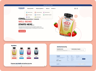 Conquer Health - Ecommerce Shopify Theme Design adobe xd branding ecommerce figma framer graphic design logo online store shopify sketch theme design ui webflow