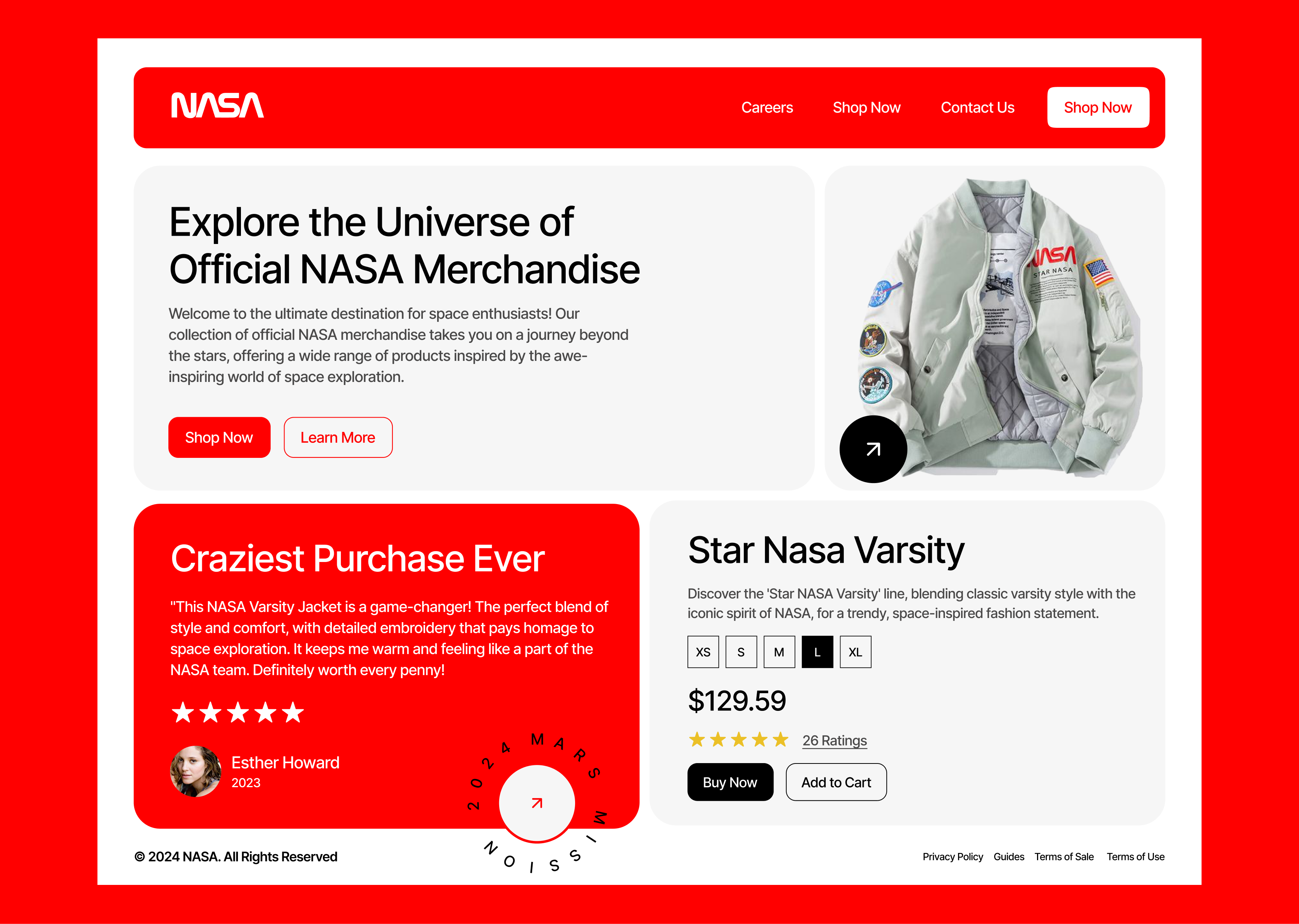 NASA - Merchandise Landing Page animation branding motion graphics ui