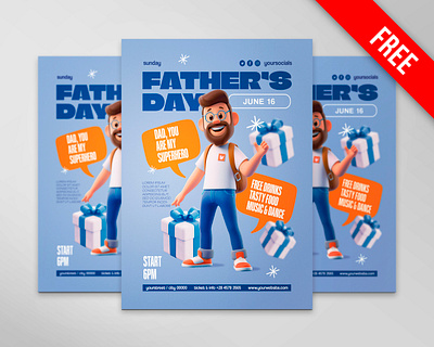 Free Father's Day Flyer PSD Template club flyer design fathers day flyer design free free design free psd free template freebie illustration party flyer psd psd template template