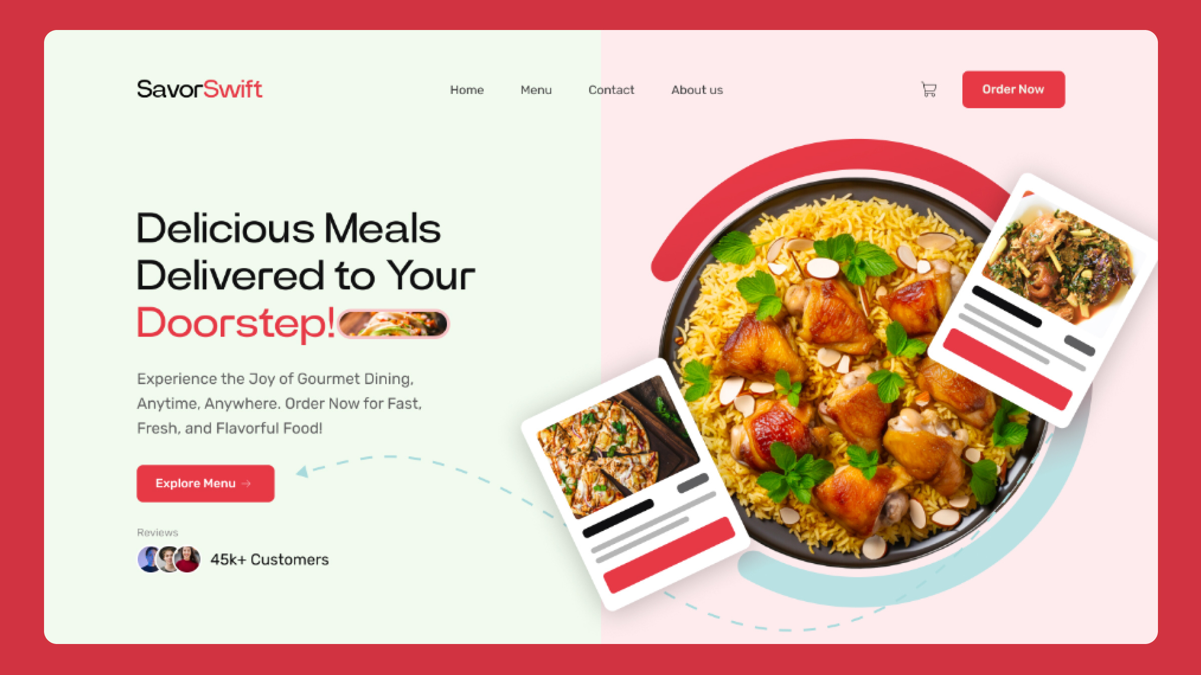 SavorSwift food delivering landing page landing page ui web design