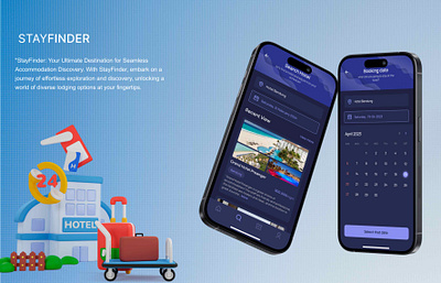 StayFinder: Find Your Perfect Accommodation by Nevina Infotech 3d app development booking app development hotel hotel app hotel booking hotel booking app mobile app stayfinder app ui